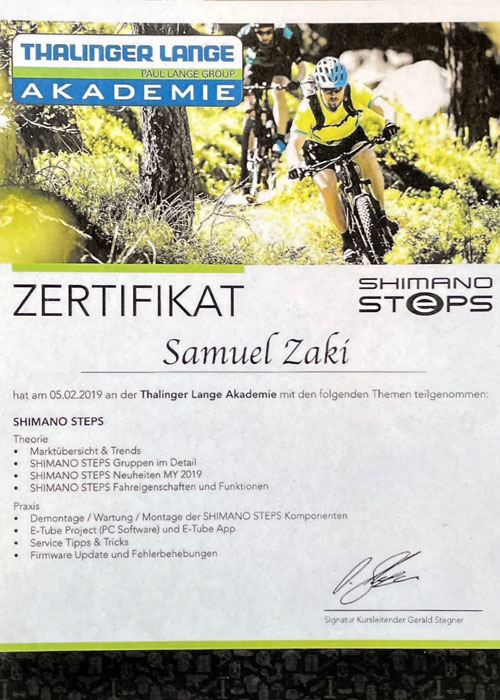 Fahrrad Zaki Zertifikat-Shimano